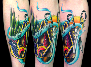 Tattoos - coffin,scissors,winged banner morph - 15632